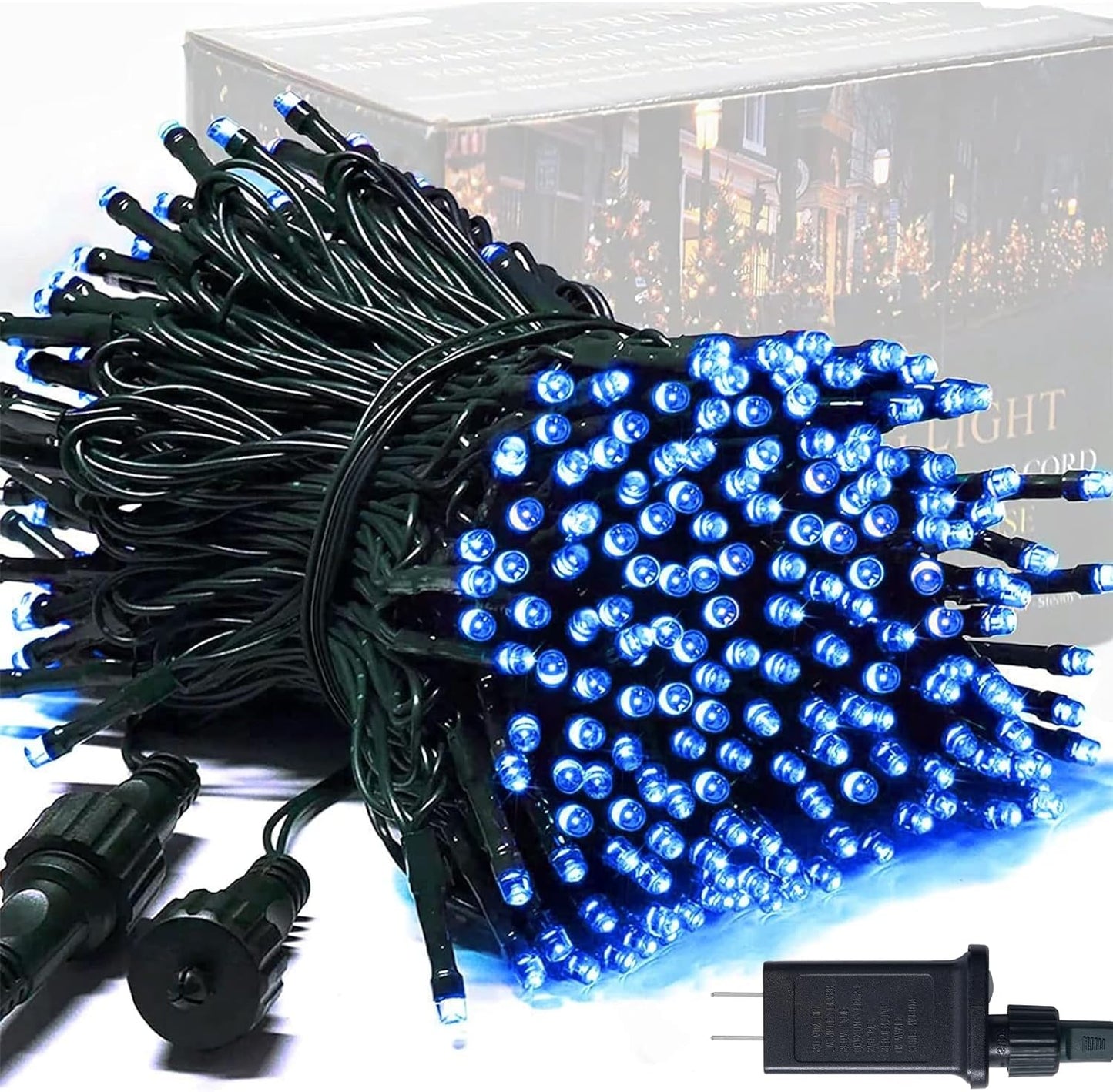 250 LED Blue Christmas String Lights: 91.5Ft Extendable